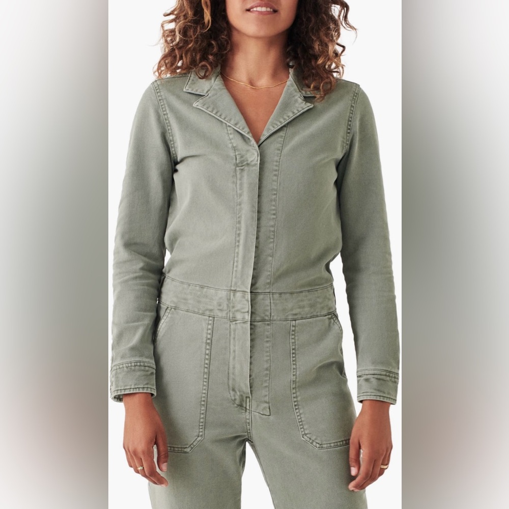 Faherty Overland Long Sleeve Organic Cotton Blend Twill Jumpsuit - Picture 5 of 13
